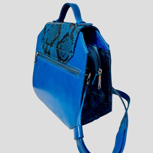 Le Sac «Nthe» – Couleur Bleu Électrique avec Motif Texturé en noir – Image 2