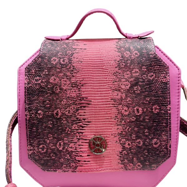 Le Sac «Nthe» – Couleur Rose Vif avec Motif Texturé Noir et Rose