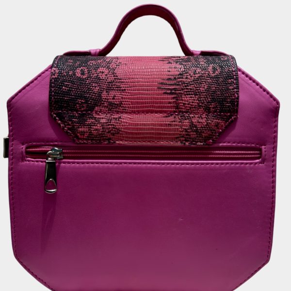 Le Sac «Nthe» – Couleur Rose Vif avec Motif Texturé Noir et Rose – Image 3