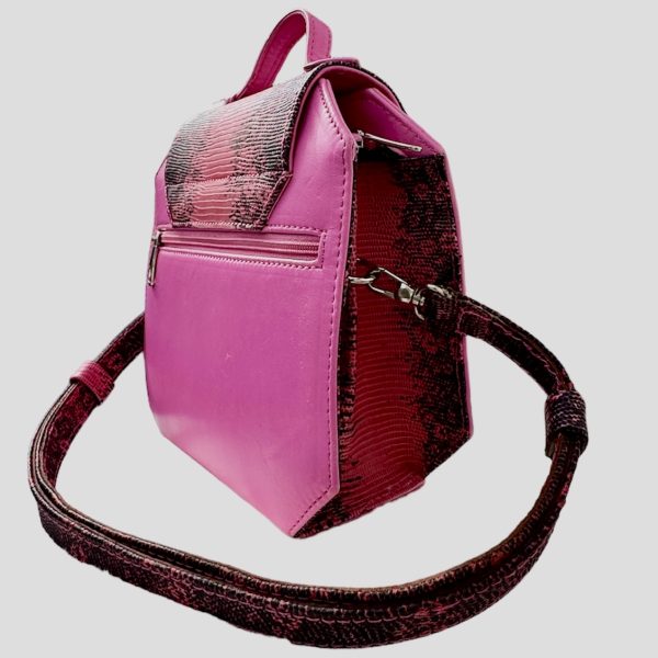 Le Sac «Nthe» – Couleur Rose Vif avec Motif Texturé Noir et Rose – Image 2